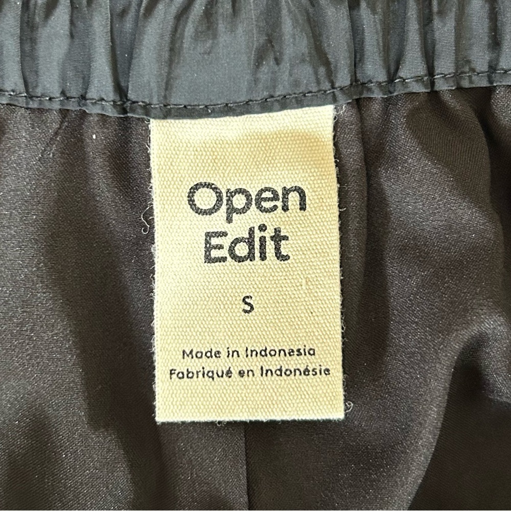 Open Edit | Women’s Black Wide Leg Elastic Waist Pull On Lined Krinkle Pants, S - Picture 10 of 13